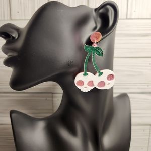 Cute Cherry Skull & Heart Earrings